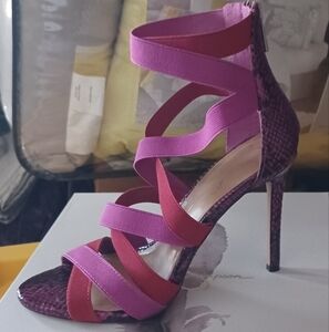 Elegant Purple and Red Strappy Heels